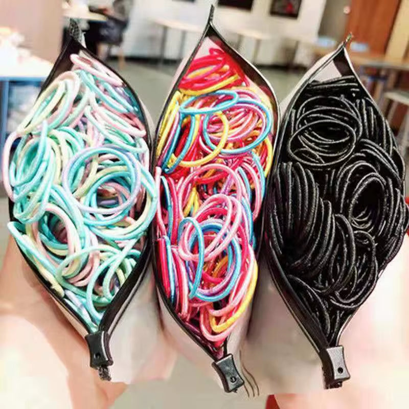 100Pcs/Set Girls Elastic Hair Bands Girls Hair Accessories 2.5Cm Colorful Rubber Band Children Ponytail Holder Kids Hair Ties
